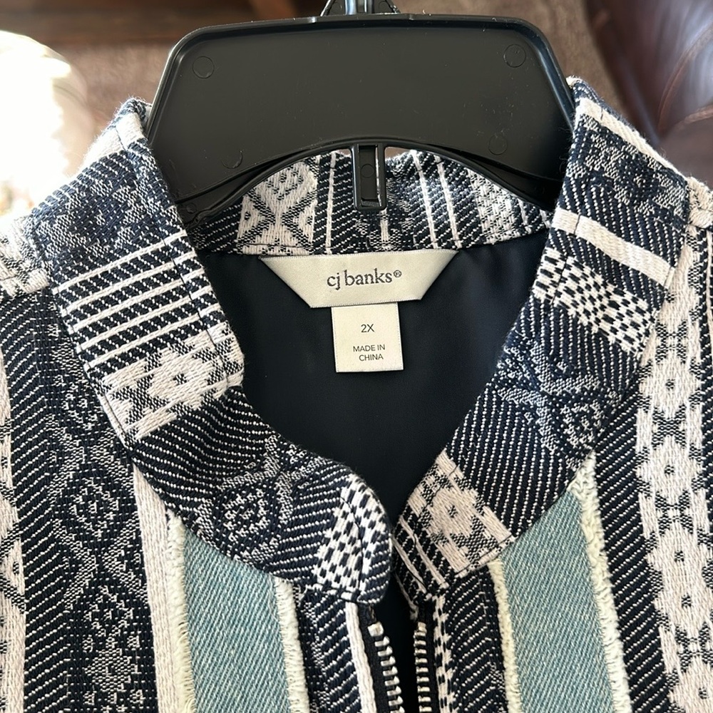 CJ Banks, vest, 2X, blue print